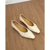 Zapatos Planos de Piel de Oveja Genuina Suave Estilo Francés Retro Diseño de Corte Bajo Zapatos Individuales para Mujer Sin Cordones Zapatos de Abuela Zapatos Pequeños de Cuero