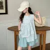 Conjunto de Verano para Niñas 2026 Nuevo Estilo, Conjunto de Verano Súper Elegante para Niñas Mayores, Conjunto Ligero y Moderno de Shorts para Niñas Pequeñas