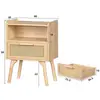 Mesa de noche de ratán Estilo bohemio Hogar Sala de estar Sofá Estante de almacenamiento Dormitorio Cajón de mesita de noche Gabinete de almacenamiento