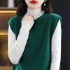 Jersey de Punto sin Mangas con Cuello Redondo para Mujer, Chaleco, Top Corto Exterior Holgado Casual con Abertura, Suéter de Punto