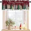 Cortina corta estampada de pueblo de pan de jengibre lindo transfronteriza, hombre de jengibre, muñeco de nieve de Navidad para ambiente festivo, cortina de café