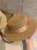 Sombrero de Paja de Ala Plana con Cinta de Satén Francesa para Mujer Vacaciones de Verano en la Costa Sombrero de Rafia Protección Solar Sombrero para el Sol