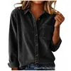 Camisa de Pana Transfronteriza 2026, Color Sólido, Cuello Campana, Chaqueta Casual Abotonada, Nueva Ropa de Mujer Europea y Americana para Otoño/Invierno en Amazon