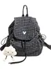 Mochila Retro Casual a Cuadros de Atmósfera de Principios de Otoño para Mujer, Ligera, Versátil, para Viajes Diarios, Gran Capacidad
