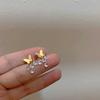 Aretes de Mariposa de Metal con Circonita y Borla de Hada de Diseño Nicho para Mujer, Aretes Simples y Dulces de Diseño Nicho