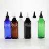 Botella cuadrada de 300 ml con tapón de punta y cuello largo, transparente, con pico puntiagudo, adecuada para líquidos, aceites esenciales y fragancias