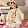 Pijama de otoño e invierno para niños, forrado de forro polar y engrosado, forro polar de coral, franela para bebés niñas, conjunto de ropa de estar a juego para niños y padres e hijos