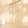Aretes de Aro con Gota de Agua Completamente Diamantados Pendientes Calados Estilo Frío Pendientes Suaves de Nicho para Mujer Pendientes Largos con Borlas Aspecto Adelgazante para Rostro Redondo