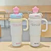 Termo Taza con Tapa de Estrella y Asa de Acero Inoxidable Gran Capacidad Taza Rompehielos Alta Apariencia Portátil Taza de Vacío con Popote Venta al por Mayor