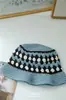 Nuevo Sombrero de Pescador de Ganchillo Estilo Coreano para Mujer, Sombrero de Punto Pied de Poule con Bloques de Color, Sombrero de Cubo Transpirable para el Sol, Sombrero Geométrico de Ganchillo a Mano de Moda