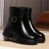 Botines de Suela Gruesa para Otoño e Invierno para Personas de Mediana Edad y Mayores, Versátiles Botines de Tacón Grueso Plus Piel de Ante, Botines, Zapatos de Invierno