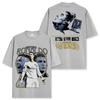 Camiseta de Manga Corta Estampada de Ronaldo Ronaldo Retro Americano Transfronterizo Vintage Holgada Pesada de Cuello Redondo Sudadera con Capucha