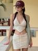 Estilo de Férias da Moda 2025 Novo Maiô Biquíni Estilo Saia Cor Sólida Modelador Controle de Barriga Moda Sexy Roupa de Banho