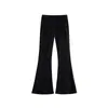 Calça Flare Feminina Plus Size, Verão Cintura Alta Elástica Estilo 100kg, Solta e Fluida Preta Emagrecedora Casual Fina