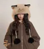 Nuevo Sombrero de Invierno para Mujer, Felpudo, Caliente, Forro Polar, Espeso, con Orejas de Gato Lindas, Sombrero Lei Feng para Montar