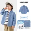 Chaqueta Camisa de Mezclilla para Niños Estilo Europeo Derecho Otoño 2026 Nuevo Modelo Camisa para Niños Pequeños Mangas Largas Tendencia