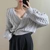 Estilo Coreano 2026 Nuevo Otoño e Invierno Cable Grueso Cuello en V Botón Único Cardigan Suéter Retro Chic Casual