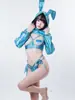 Disfraz Original Sai Pengboke de Chica Conejo Láser Sexy Anime Cosplay Azul con Parche en el Pecho para Exportación