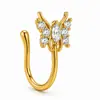 Argola de nariz europeia e americana sem furo, clipe de nariz em forma de U com coração em cobre microincrustado com zircônia, acessório de nariz único e moderno para mulheres
