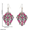 Pendientes Turquesa de Venta Caliente Transfronteriza Pendiente Colgante de Cruz de Diamante Exagerado Retro Estilo Étnico para Mujer