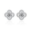 Aretes de Moissanita Simulada de Transmisión en Vivo para Mujer Ins Corazón Aguja de Plata Esterlina S925 Zirconia Seis Garras Aretes de Moissanita