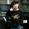 Estilo Coreano Roupas Infantis Novas para Primavera/Outono para Meninos Algodão Puro Desenho Animado Estiloso Camiseta de Manga Longa Gola Redonda Camada de Base