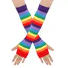 Guantes de Punto Arcoíris Transfronterizos Mangas Rayadas de Colores Guantes de Fiesta Orgullo Europeo y Americano Fiesta Festiva Colorida