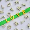 Prata 26 Letras do Alfabeto Inglês Nome Contas Soltas Pingente Pinyin Colar de Contas Pulseira Trançada Acessórios de Joias DIY