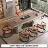 Mesa de Té de Pizarra con Veta de Madera 2025 Nuevo Juego de Té de Gama Alta Estilo Chino Nuevo Tetera Integrada Mesa de Té Totalmente Automática para Oficina