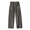 Calça casual de chenille leve e luxuosa, corte reto solto para homens, novidade outono e inverno 2026, calças de perna larga da moda estilo japonês