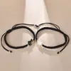 Pulsera de Pareja Gato Sin Rostro de Concha de Agua Dulce Europea y Americana Transfronteriza, Pulsera Trenzada de Moda de Concha de Mariposa Blanca y Negra, Regalo del Día de San Valentín