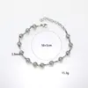 Pulseira Ajustável de Aço Titânio Aço Inoxidável com Patchwork de Losangos e Contas Redondas Brilhantes de Luxo Leve