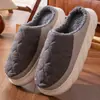Pantuflas de Algodón Impermeables con Tela Down para Hombre en Otoño e Invierno, Ultra Gruesas a Prueba de Frío, a Prueba de Olores, Antideslizantes, Calientes para el Hogar, Pantuflas de Hombre en Invierno