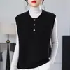 Chaleco de punto liso de cuello redondo para mujer, nuevo cárdigan chaleco de capa para otoño e invierno 2026 para mujer