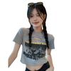 Camiseta curta estilo BM para mulheres, estilo americano, manga curta, slim fit, design slim fit, doce e quente, camiseta para estudantes, verão 2025