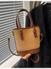 Bolso de Cubo de Viaje Casual de Hombro Simple de Paja Tejida Transfronterizo 2025 Nuevo Tejido de Gran Capacidad Color Contrastante Vacaciones en la Playa