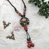 Collar de cerámica hecho a mano de New Forest para mujer, estilo retro, combinable, de lana color cervatillo, cadena sencilla y larga, estilo étnico, accesorios