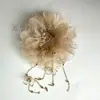 Acessórios de Grampo de Cabelo Autoadesivos com Franja de Corrente de Contas Grandes Pétalas de Peônia Ramos Dourados e Folhas de Jade Flor de Lótus Grampo de Cabelo Parte de Trás da Cabeça