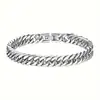 Pulsera Transfronteriza de Acero de Titanio para Hombres, Pulido Cuadrangular Doble Tejido Simple Cadena Cubana de Acero Inoxidable Hip-Hop, Accesorios de Alta Gama para Mujeres