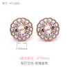 Prata S925 Japonês e Coreano Topázio Diamante Configurações de Brinco Acessórios Ouro 18K Pedra Preciosa Redonda Brinco Materiais DIY