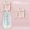 Sudadera casual preppy de nicho con cuello de muñeca y manga larga, pantalones de cuadros anchos finos para primavera/otoño, conjunto coreano de dos piezas