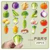 20 Piezas de Imanes de Refrigerador Magnéticos Suaves Originales de Verduras 3D para la Educación Temprana de Niños, Iluminación Alimentaria, Pegatinas Magnéticas Impermeables