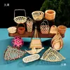 Cesta de Bambú Hecha a Mano, Bandeja de Té para el Hogar, Cesta de Frutas, Bandeja para Pasteles, Cesta Pequeña de Bambú Creativa, Cesta de Bambú para Bodas