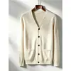 Cárdigan de Punto para Hombre de Comercio Exterior Negocios de Alta Gama Casual Cuello en V Color Sólido Suéter para Hombre Simple de Primavera y Otoño Ropa para Hombre