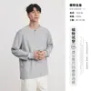 Sudadera Minimalista de Moda Yizhi 260g con Cuello Henley para Hombre Primavera Otoño 2026 Nueva Camiseta de Manga Larga Capa Base