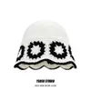 Sombrero de Pescador Tejido a Mano de Diseñador Coreano de Nicho para Mujer en Primavera y Verano para Viajes Sombrero de Cubo Pequeño Calado Tejido que Muestra la Cara