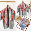 Bufanda de seda de espiga de dos colores y doble cara para mujer, nueva bufanda de alta gama con estampado de hojas de pintura al óleo, bufanda cuadrada pequeña personalizada al por mayor