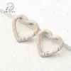 Pintura de Color Caramelo Corazón de Melocotón Pintado a Mano Hebilla de Primavera Anillo Abierto de Corazón Llavero Goteo de Aceite Accesorios DIY Conexión de Aleación