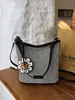 Bolsa de cubo tejida a rayas coloridas de verano, Bolso de mano de cuero moderno de gran capacidad para el trabajo, Bolso de hombro, Bolso tote de axila