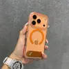Funda para Teléfono Móvil Adecuada para Iphone17Promax Naranja Vibrante Soporte de Hielo Apple 17 Magnética Anticaídas Cubierta Protectora 13